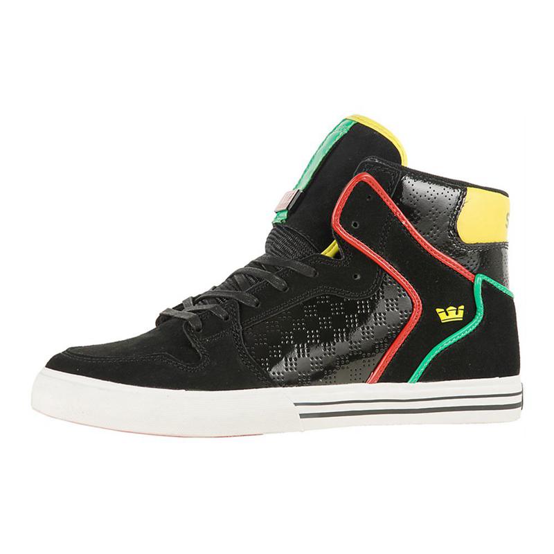 Zapatillas Altas Supra Argentina Hombre - VAIDER Negras Amarillo (XGKRQ-0521)